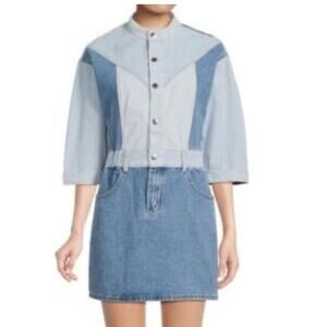 Nwot Driftwood denim patchwork mini dress size medium